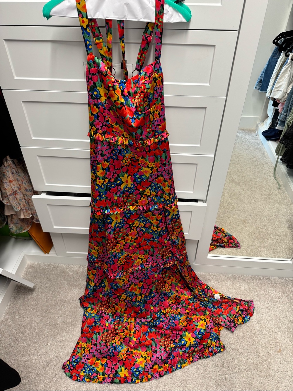 Show Me Your MuMu Floral Maxi Corset Dress in Pink Blue Orange Green - Picture 3 of 4